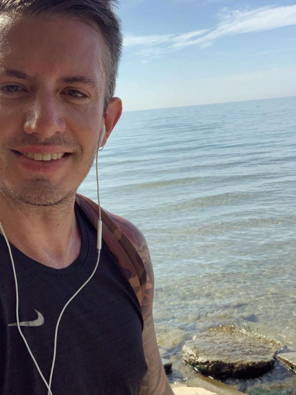 Marc Hall after a 16km run by Lake Ontario close to where his parents live