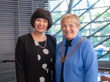 Barb Shellian with the Honourable Ginette Petitpas Taylor, Canadian Minister of Health.