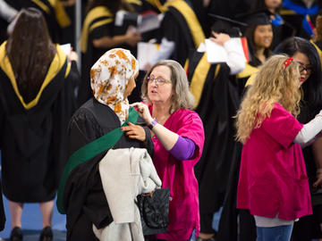 Students celebrate graduation at the 2019 fall convocation ceremony.