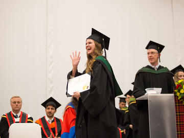 Students celebrate graduation at the 2019 fall convocation ceremony.