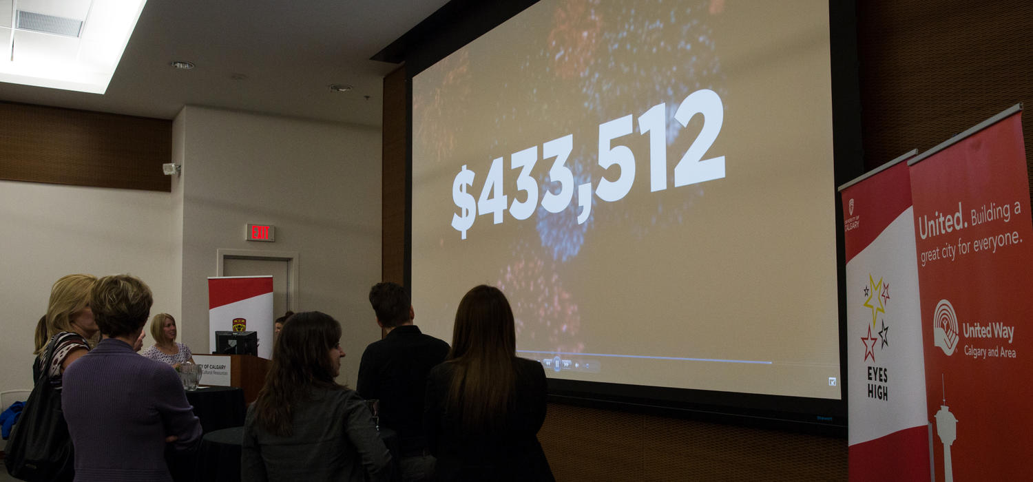 The University of Calgary's fundraising campaign for the United Way raised $433,512, exceeding the campaign goal by more than $18,000. Photos by Riley Brandt, University of Calgary