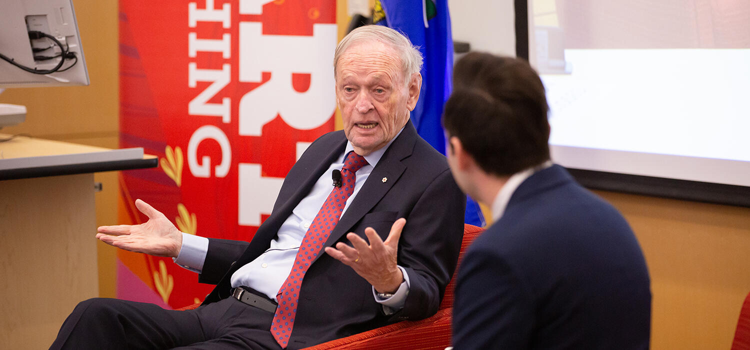 Jean Chretien charms in fireside chat with UCalgary law students