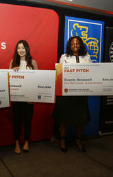 CareFind team members, from left: Eric Edwards, Kathy Bui, Lily Ma and Erica Hughes won first prize at the third annual RBC Fast Pitch competition. Photo by Jenn Pierce