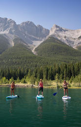 Standup paddle-boarding in the Rockies
