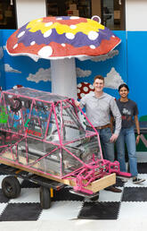 Members of UCalgary's Concrete Toboggan Team pose with Dean Bill Rosehart