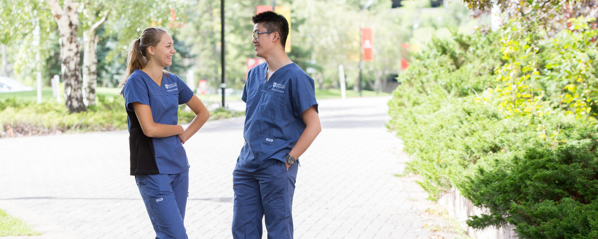 Nursing Students talking on campus