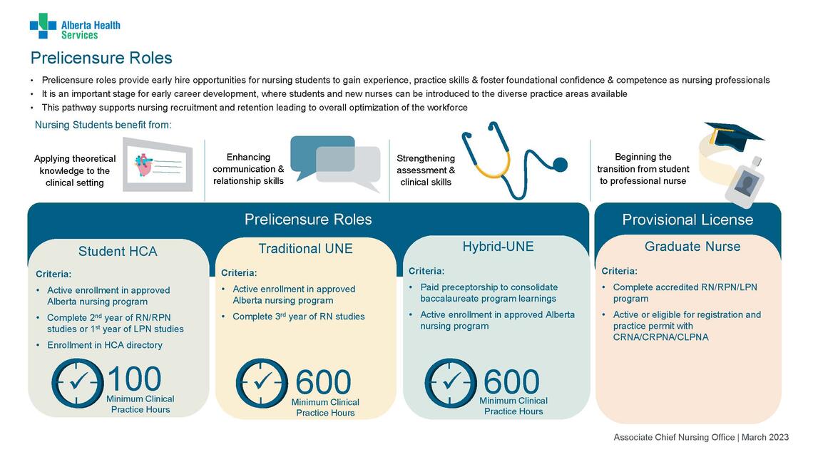 Types of pre-licensure nursing roles with AHS
