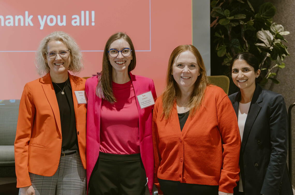 Four women standing at the UCalgary Nursing HIVE event Jan.9, 2024