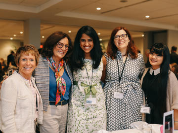 Jacqueline Smith, Margaret Trudeau with nursing alumni and students.