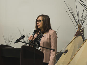 Maria Big Snake, Vice President, Old Sun Community College was the emcee for the event.