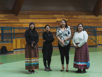Students in first cohort, from left, Sarah Big Yellow Old Woman; Jazzlyn Maguire; Valene Bear Chief; and Bobbi Jo Turning Robe.