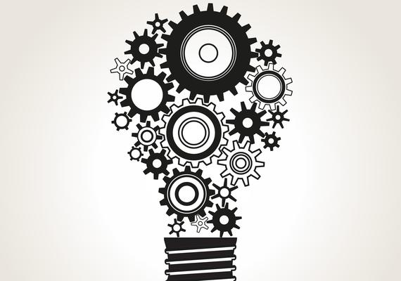 Lightbulb made of cogs and gears